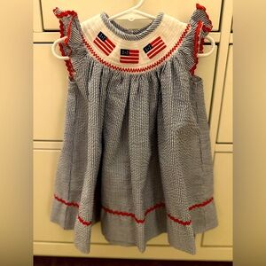 Lil Cactus American flag smocked dress - 6-12 months
